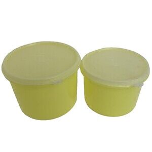 Vintage TUPPERWARE Yellow Storing Containers/ Canister Set #263 &264 With Lids